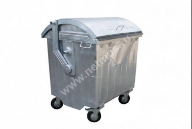 Купить Контейнер для отходов 1100 л с крышкой и колесами (оцинкованный)